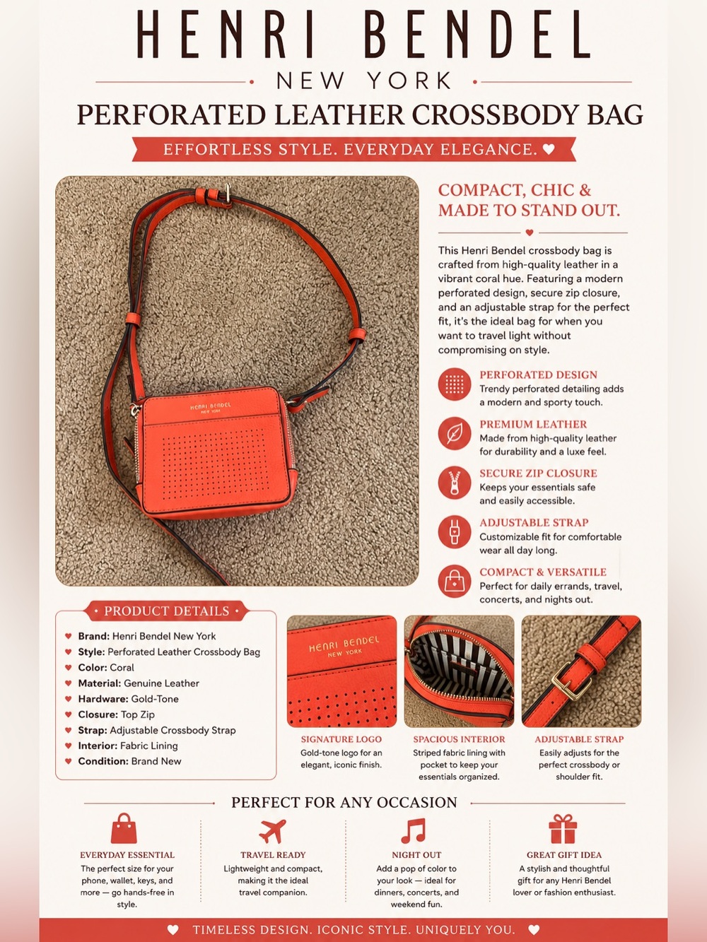 Henri Bendel perforated leather crossbody